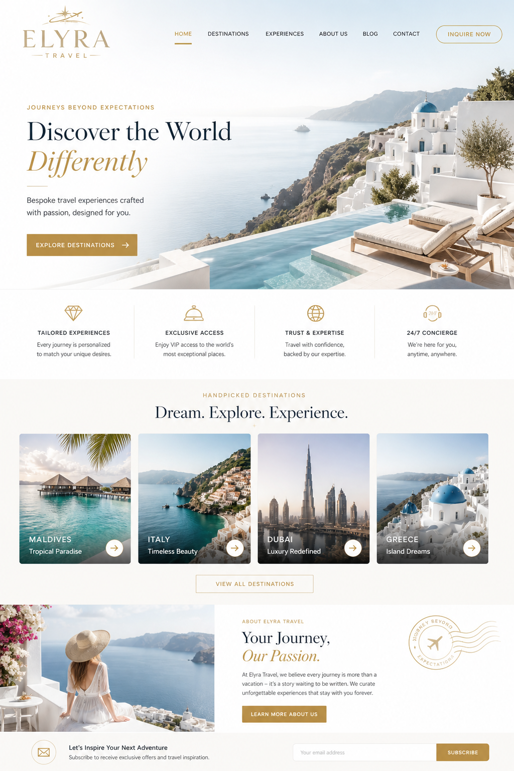 Elyra Travel — демо уебсайт изработен от IP Solutions